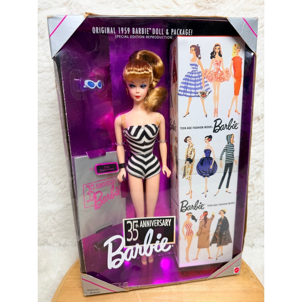 Mattel 35th Anniversary Barbie 1959 Reproduction Doll Blonde 11590 Special Ed